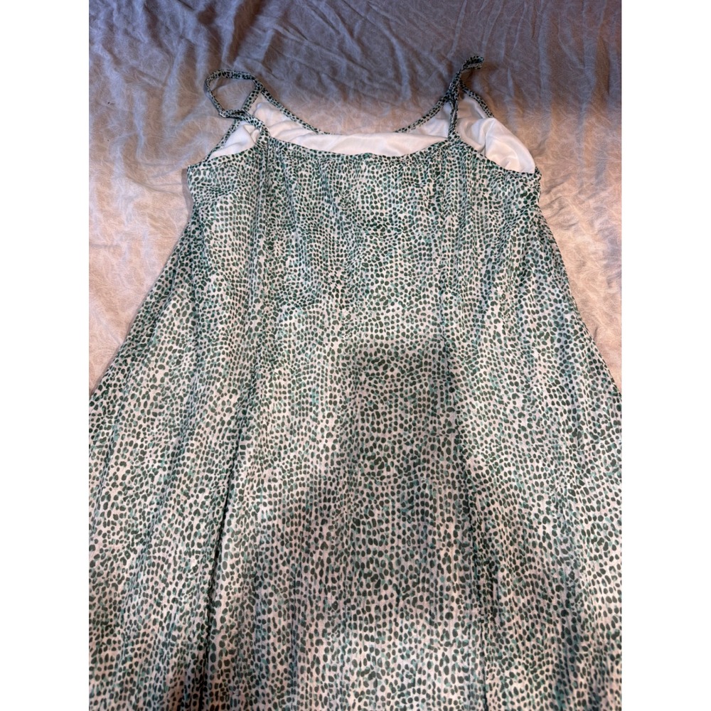 Halara Breezeful Green Polka Dot Maxi Dress Mesh Spaghetti Strap Womens Large - Picture 11 of 12